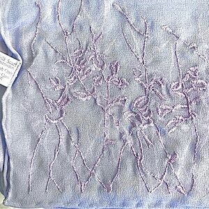 Godiva Chocolate Embroidered Silk Scarf in Lavender w/Original Box NIB